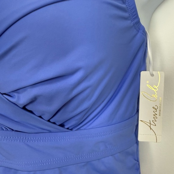 Anne Cole Tankini Swim Top Womens 22W Periwinkle Blue Ruched Underwire Plus Size - Picture 3 of 11
